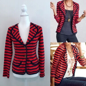 CAbi Red and Black Striped Blazer